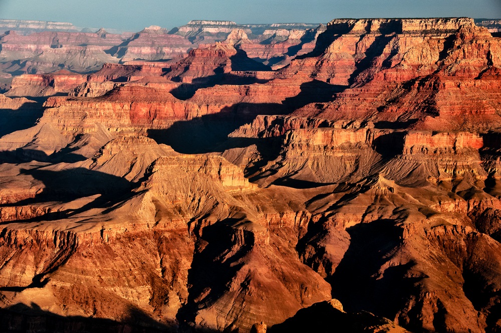 The Grand Canyon displays layer upon layer of sedimentary rock. The most ancient layers at the bottom are more than 500 million years old. The youngest layer, the 270-million-year-old Kaibob limestone, is at the top. The sediments that form limestone are not from rock, but from the broken down shells of sea creatures. (Martin M303/ Shutterstock)