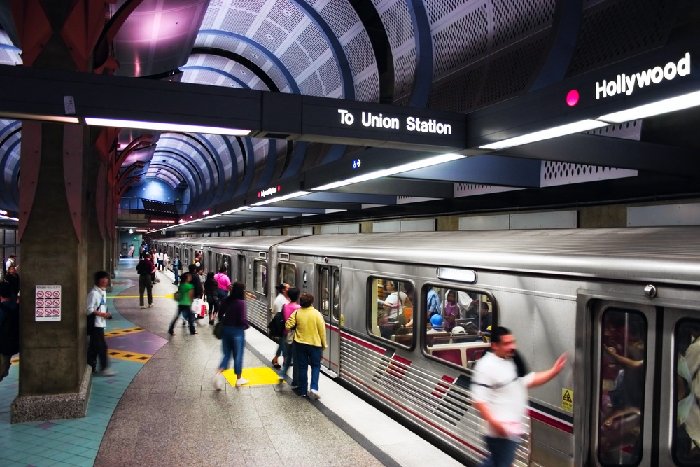 When it comes to transportation, Los Angeles is best known for its freeways and traffic jams. These days the city is embracing its new Metro Rail system and building more track. (Yusef El-Mansouri/ Shutterstock)