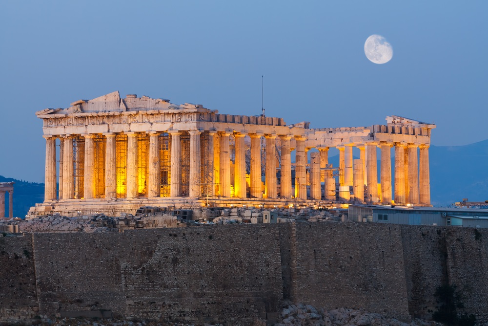 Originally built in 432 BC, the Parthenon in Athens was built to honor the city’s patron goddess, Athena. On the same site, a previous temple to Athena had stood, but it was destroyed during a war with the Archaemenid empire. (Nick Pavlakis/ Shutterstock) 