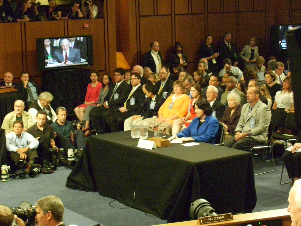 Before becoming a Supreme Court justice, Sonia Sotomayor had to answer questions posed by members of the Senate Judiciary Committee in front of journalists and a large audience. "The task of a judge is not to make law. It is to apply the law," she said to the committee. She also thanked her mom who was sitting behind her. (Photo Credit: Talk Radio News Service)