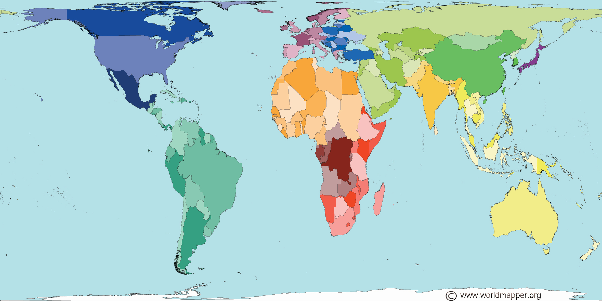 world map scaled to land area World Maps Of A Most Unusual Sort Kids Discover world map scaled to land area