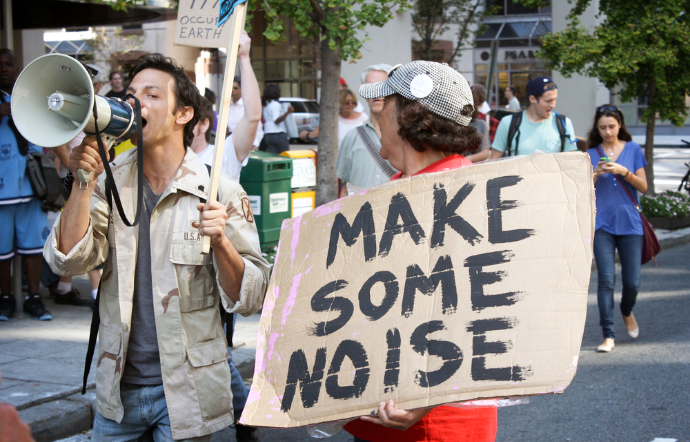 Protestors exercise their right to free speech as they march through Washington, D.C. (Shutterstock: Evan McCaffrey)