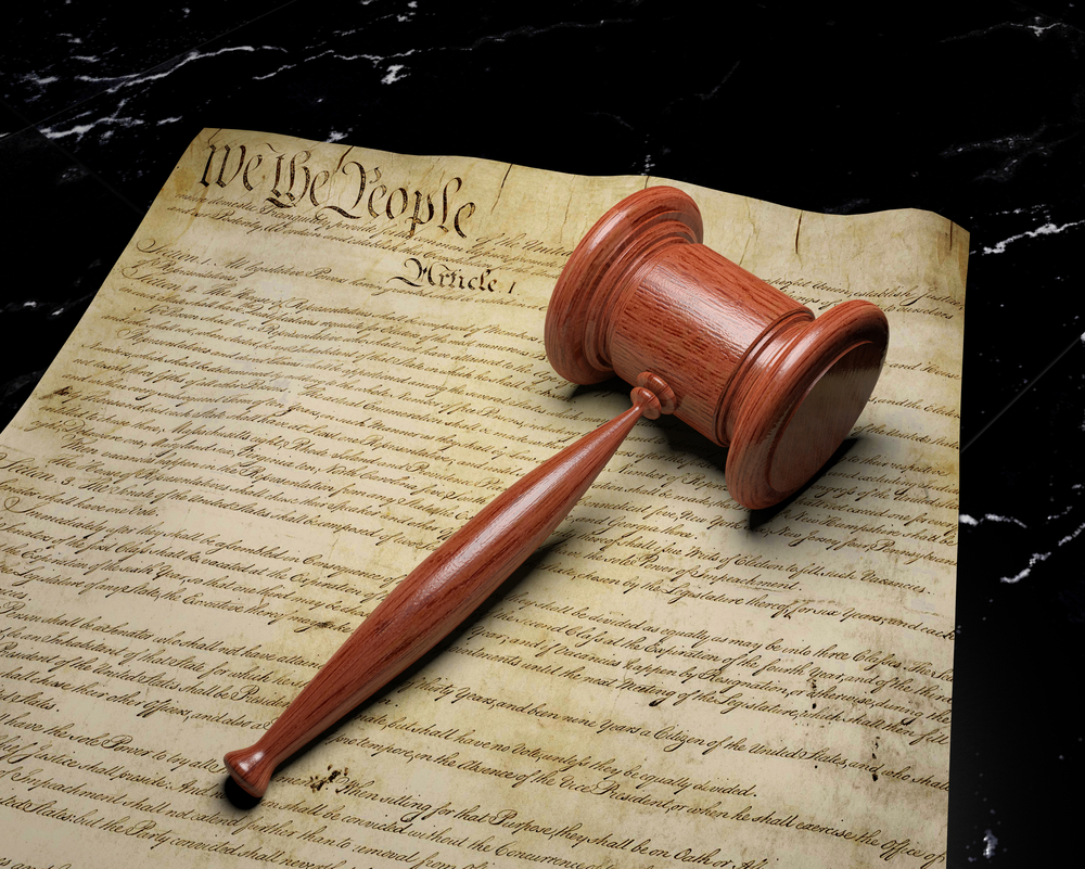 The United States is a nation of laws, and the Constitution is its founding document. The Constitution lays out America’s form of government and the rights of its citizens. Some of the rights in the Constitution include the freedom of speech and the right to equal protection under the law. The Supreme Court often hears cases on topics of constitutional law. (Shutterstock: artboySHF)