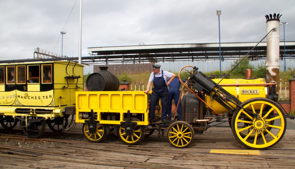 A working replica of the Rocket rolls on in England. With a full head of steam, it reaches a top speed of 28 mph. Not exactly rocket-like by today’s standards, but that was pretty speedy in 1829. (Tony Hisgett)