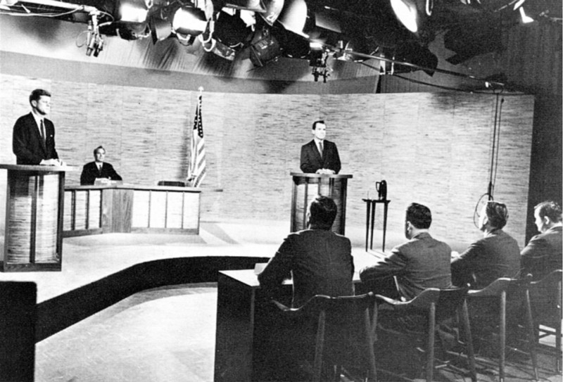 The first-ever televised presidential debate sunk Nixon’s chances. Refusing to wear make-up for the cameras, he sweated heavily under the hot lights. Kennedy made a much better first impression and that translated into votes on election day. Seventy million people watched the first TV debate between Kennedy and Nixon. (Public Domain)