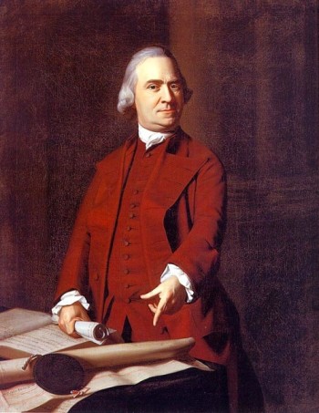 A painting by John Singleton Copley shows Samuel Adams on the day after the Boston Massacre when he confronted the Royal Governor and demanded British troops be removed from Boston. Adams is pointing to legal documents that support his argument. (John Singleton Copley)